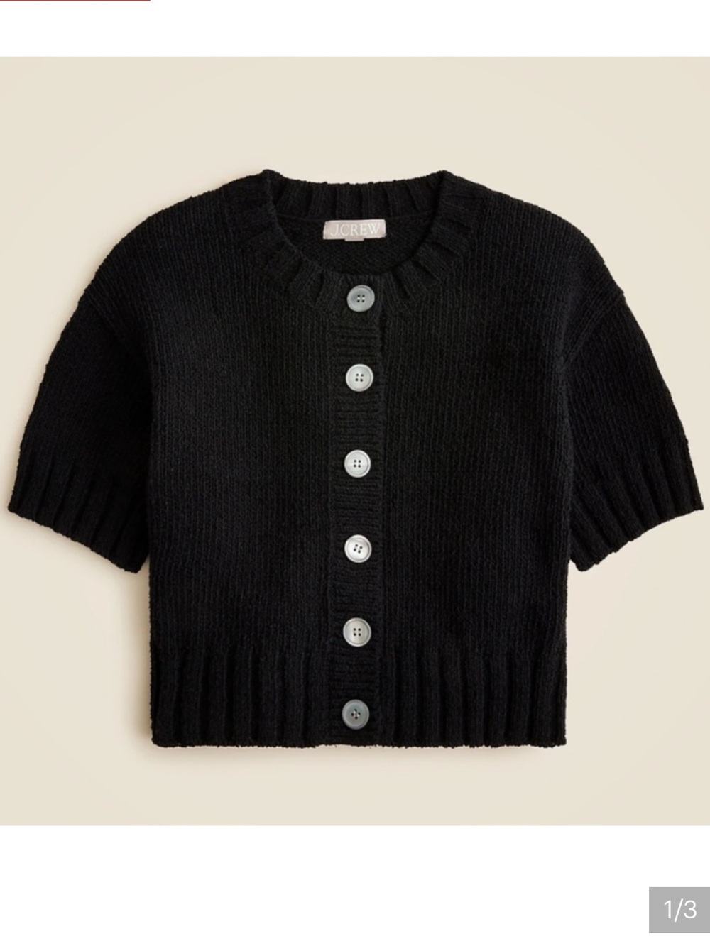J. Crew Marina Textured Cotton Cardigan Short Sleeve Sweater